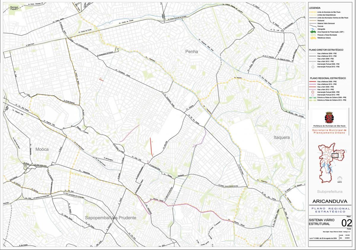 Χάρτης της Aricanduva-Vila Formosa Σάο Πάολο - Δρόμους