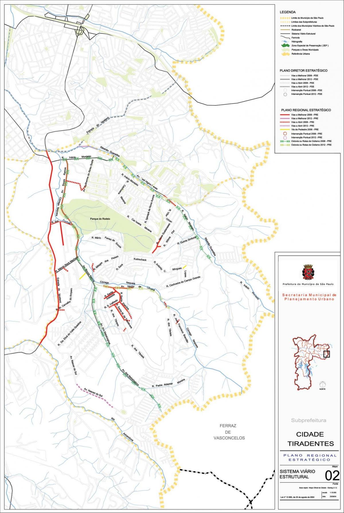 Χάρτης της Cidade Tiradentes Σάο Πάολο - Δρόμους