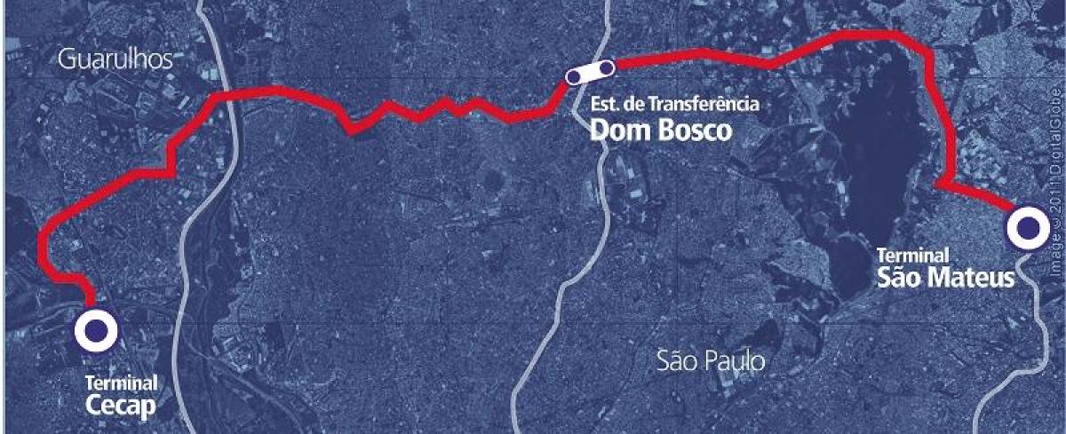 Χάρτης της corredor BRT metropolitano Perimetral Τιμόρ