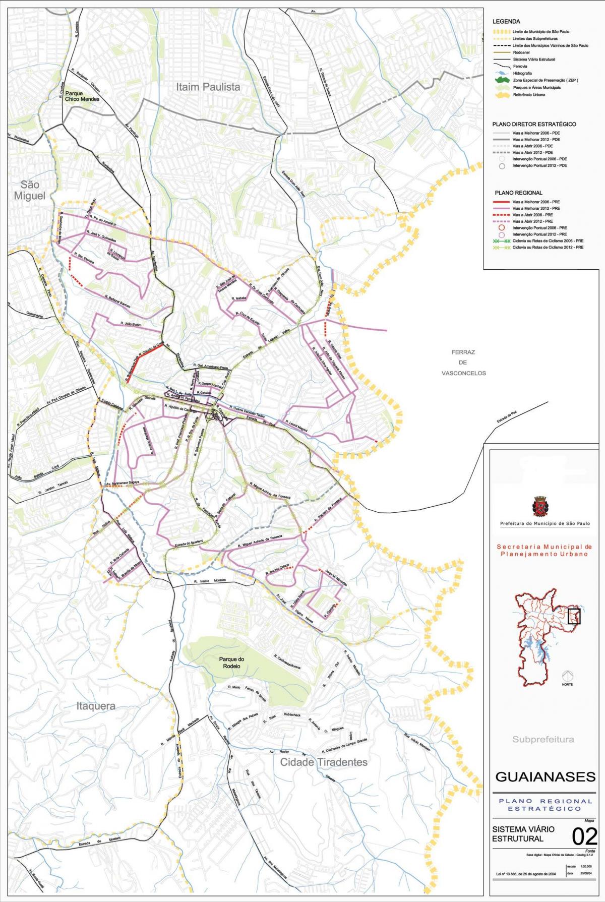Χάρτης της Guaianases Σάο Πάολο - Δρόμους