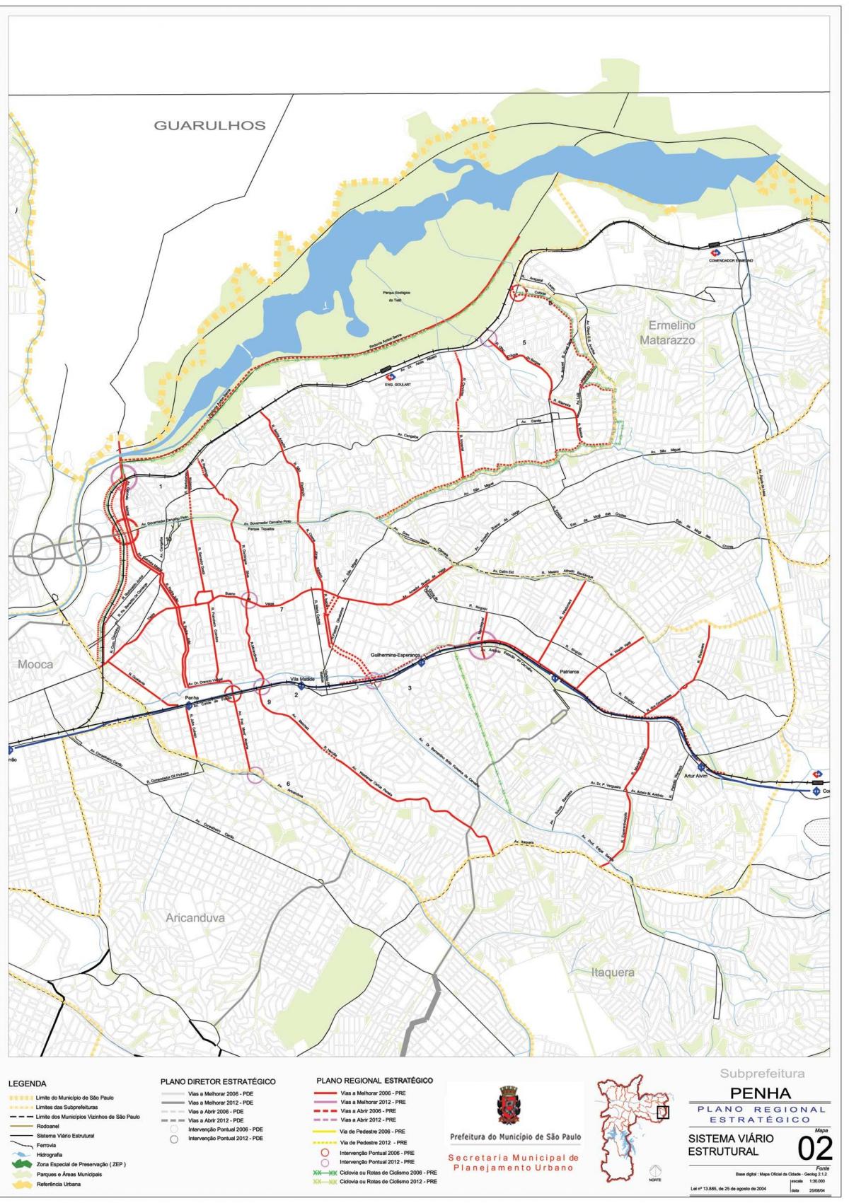Χάρτης της Penha Σάο Πάολο - Δρόμους