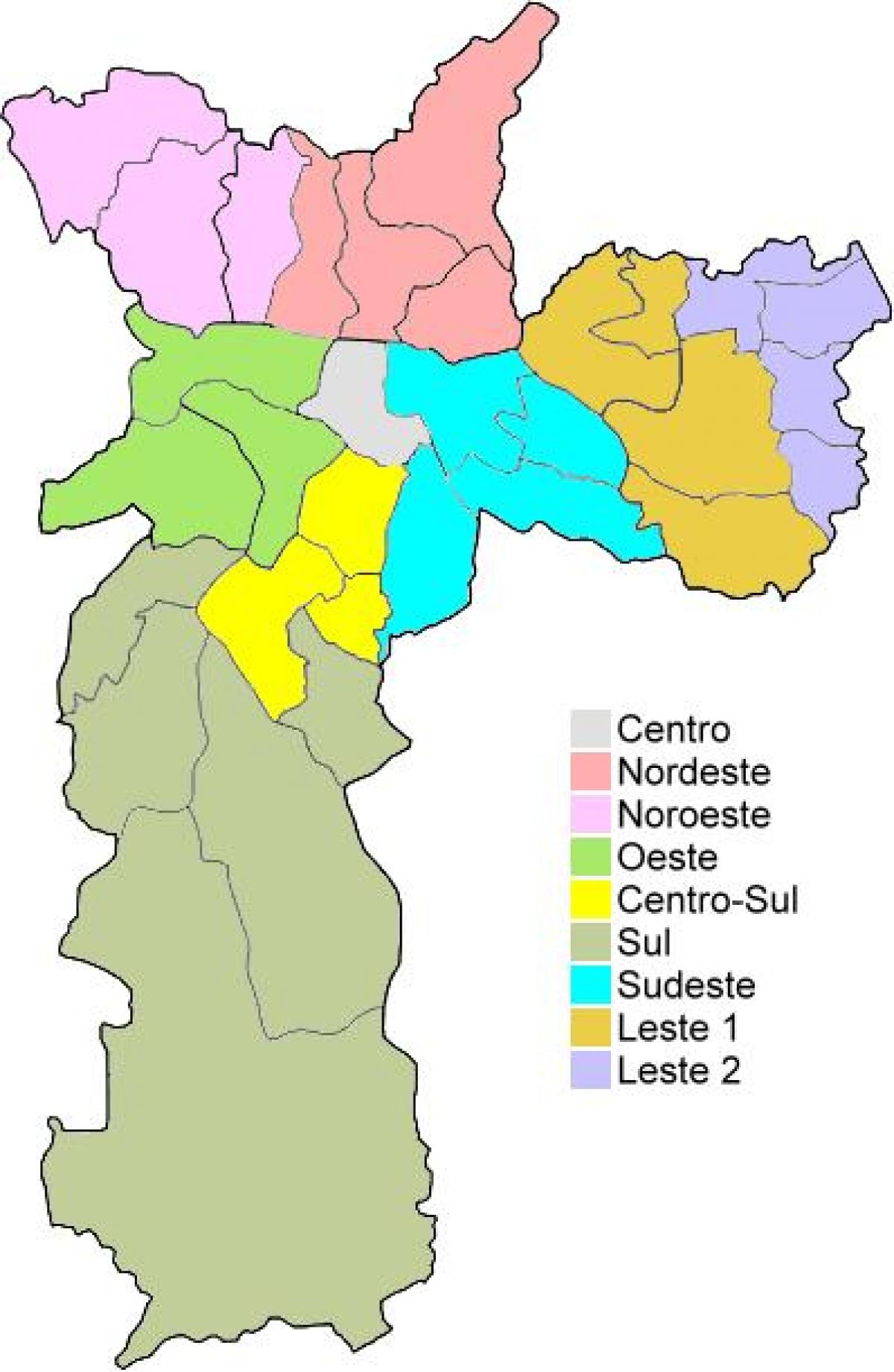 Χάρτης των διοικητικών περιφερειών στο Σάο Πάολο