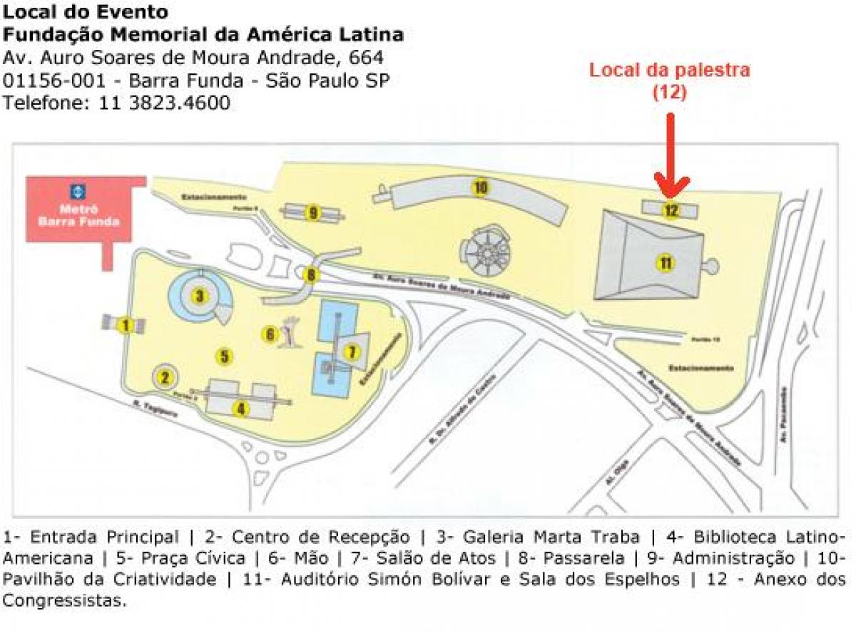 Χάρτης της λατινικής Αμερικής Memorial Σάο Πάολο