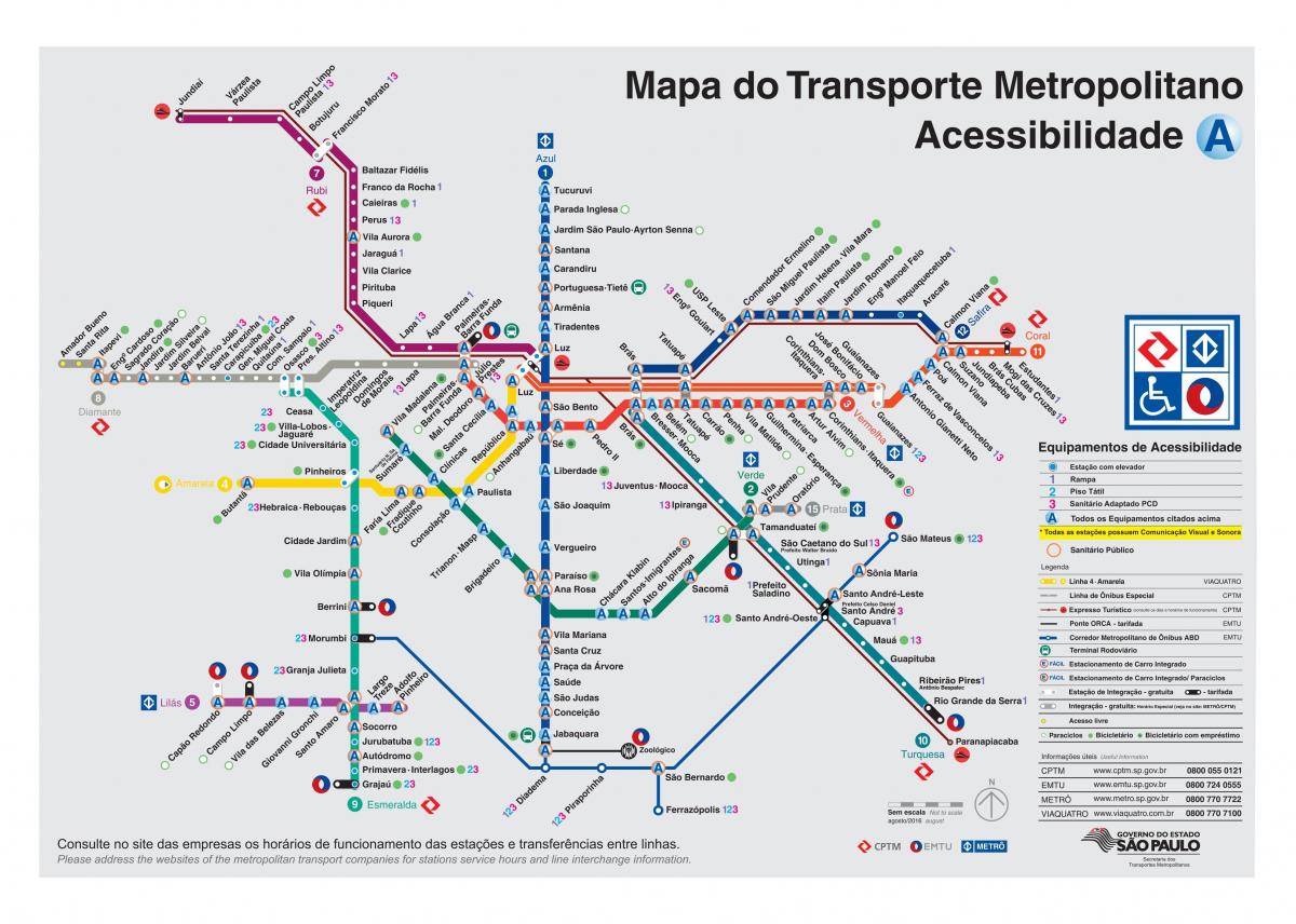 Χάρτης των μεταφορών Σάο Πάολο - Πρόσβαση για αμεα