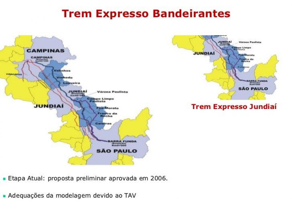 Χάρτης του Σάο Πάολο Expresso Βανδειραντεσ