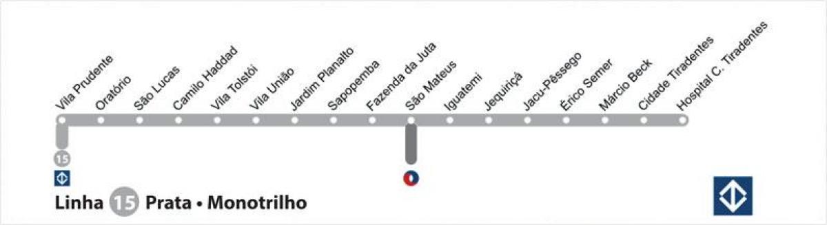 Χάρτης του Σάο Πάολο monorail - Γραμμή 15 - Ασημί