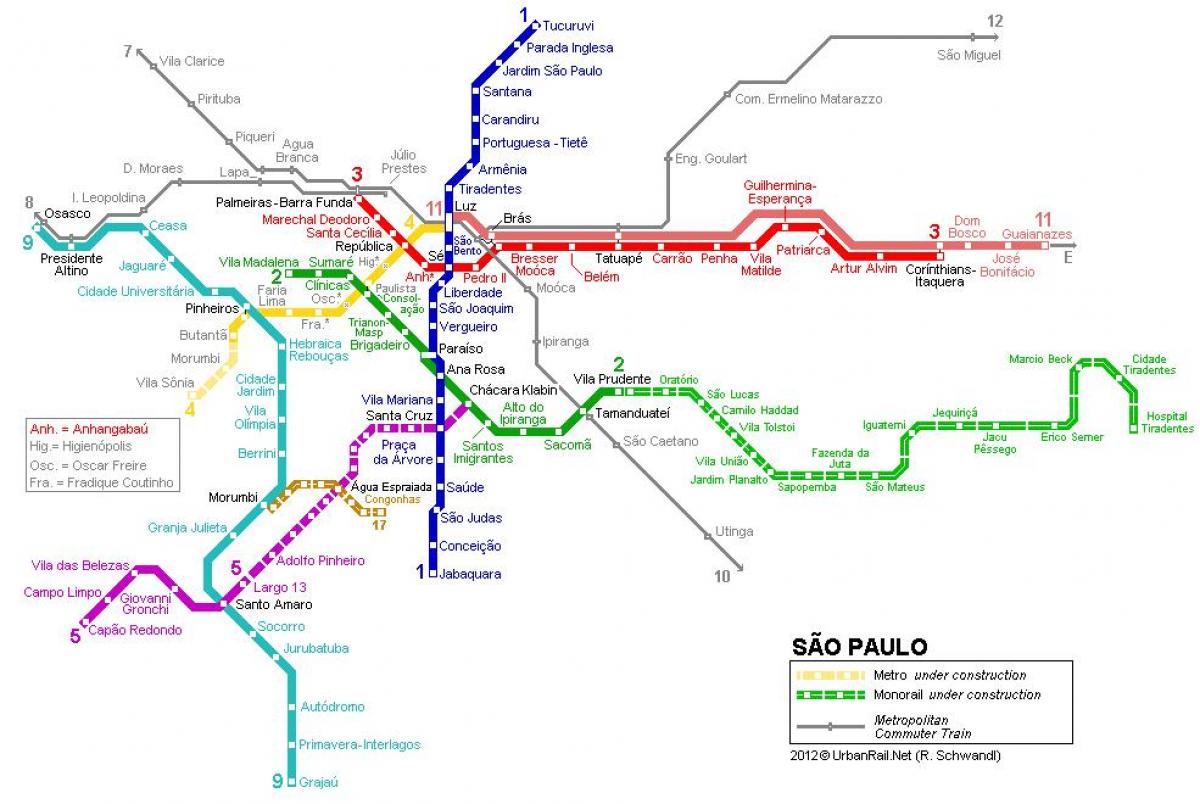 Χάρτης του Σάο Πάολο monorail