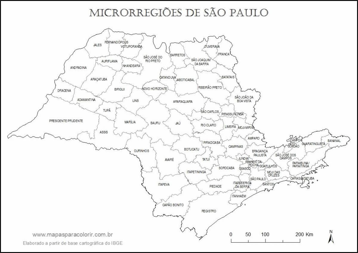 Χάρτης του Σάο Πάολο παρθένο - μικρο-περιφέρειες