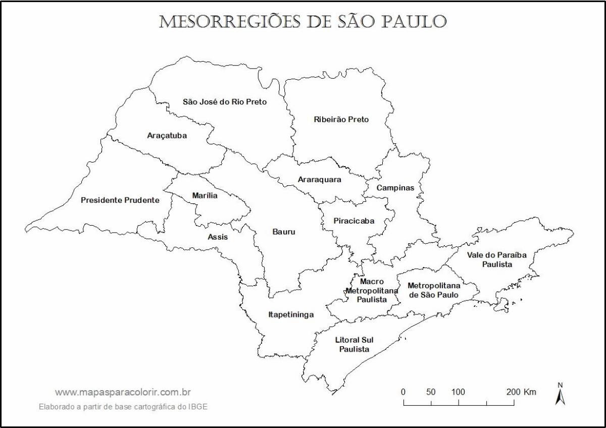 Χάρτης του Σάο Πάολο παρθένο - περιφέρειες ονόματα