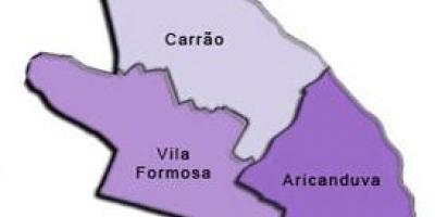 Χάρτης της Aricanduva-Vila Formosa υπο-νομού