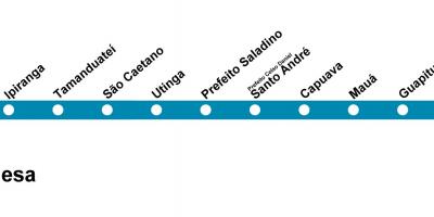 Χάρτης της CPTM Σάο Πάολο - Γραμμή 10 - Τυρκουάζ