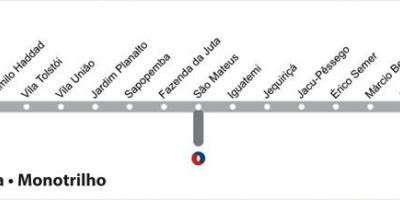 Χάρτης του Σάο Πάολο monorail - Γραμμή 15 - Ασημί