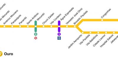 Χάρτης του Σάο Πάολο monorail - Γραμμή 17 - Χρυσό