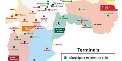 Χάρτης των τερματικών σταθμών λεωφορείων του Σάο Πάολο