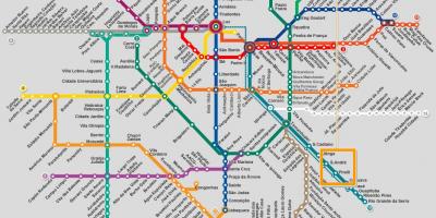 Χάρτης του Σάο Πάολο δίκτυο του μετρό
