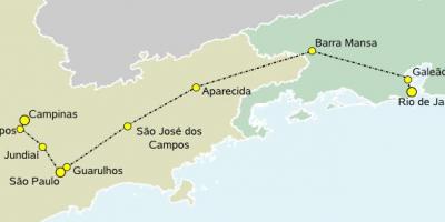 Χάρτης της υψηλής ταχύτητας τρένο στο Σάο Πάολο