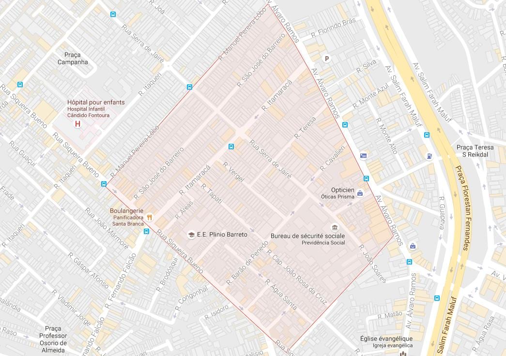 Χάρτης της Água Rasa Σάο Πάολο