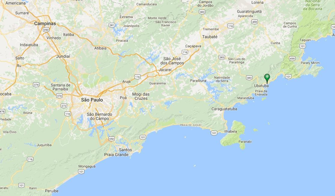 Χάρτης της παραλία Vermelha do Norte