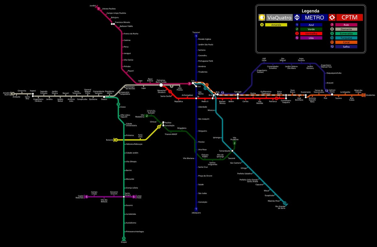 Χάρτης του Σάο Πάολο CPTM μετρό