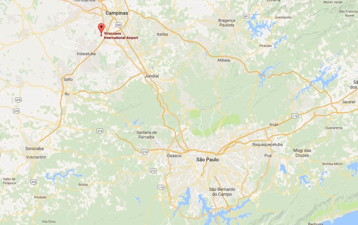 Χάρτης από το διεθνές αεροδρόμιο Campinas