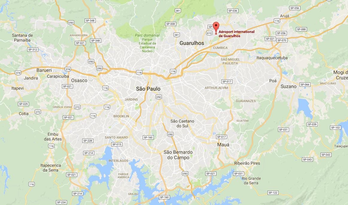 Χάρτης από το διεθνές αεροδρόμιο Guarulhos