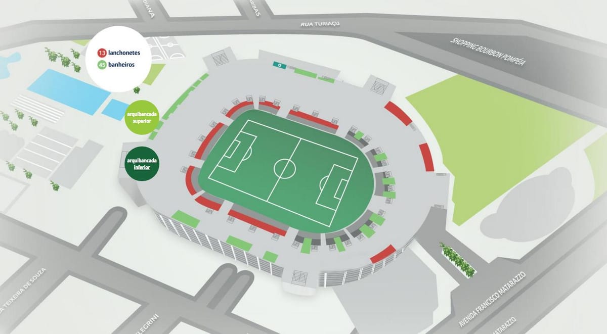 Χάρτης της Allianz Parque - Κάτω κερκίδες