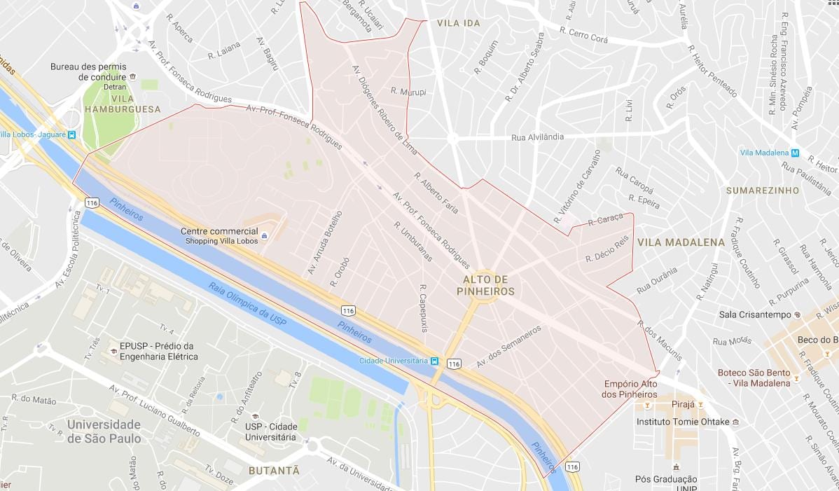 Χάρτης της Alto de Pinheiros του Σάο Πάολο
