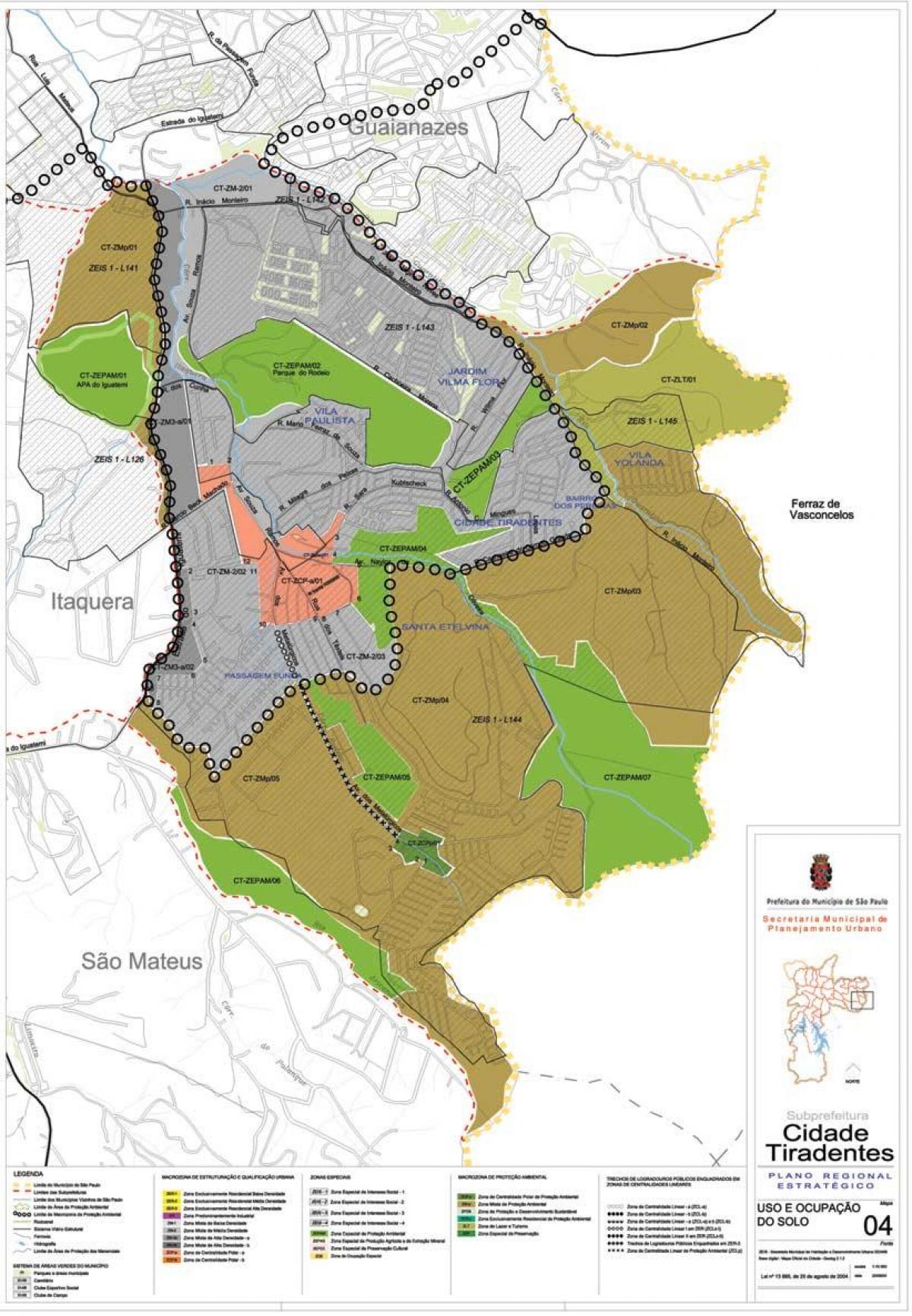 Χάρτης της Cidade Tiradentes Σάο Πάολο - Κατάληψη του εδάφους