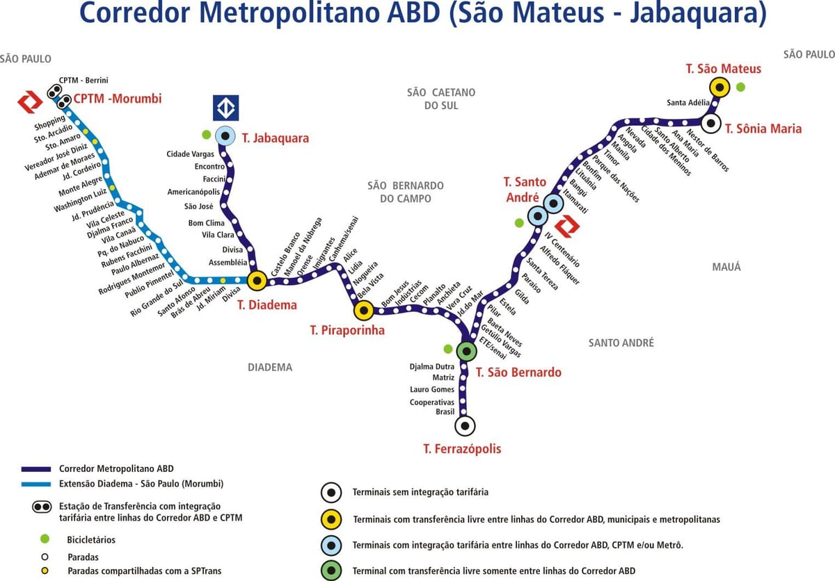 Χάρτης της corredor metropolitano ABD