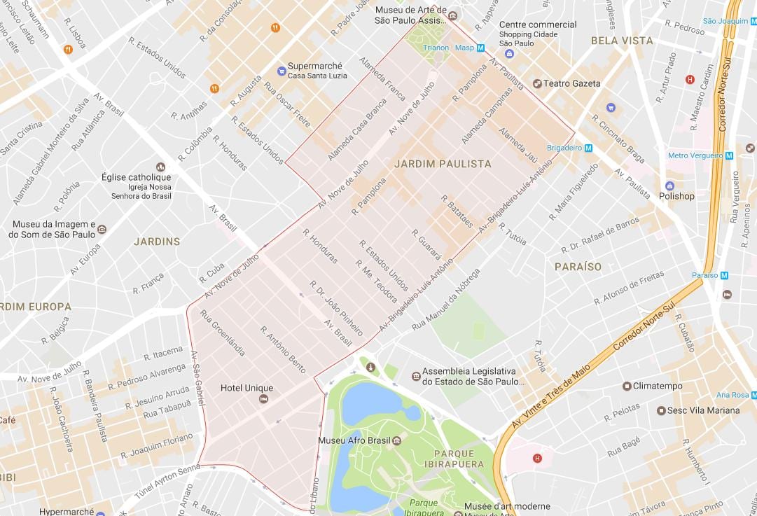 Χάρτης της Jardim Paulista, Σάο Πάολο