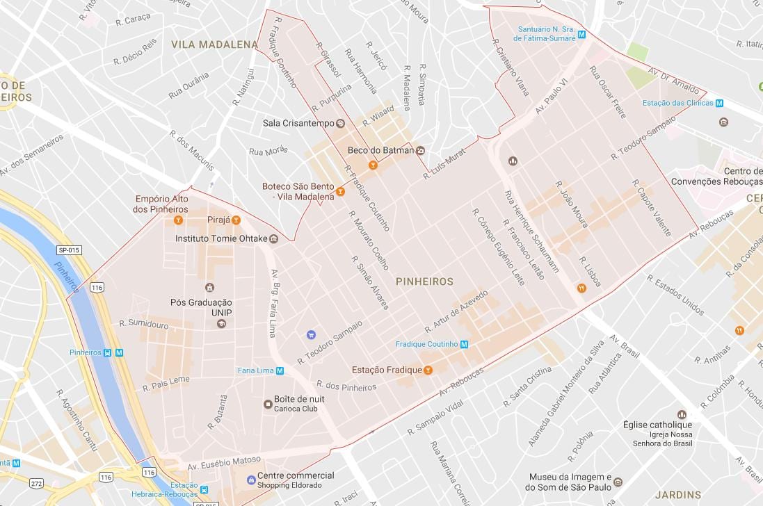 Χάρτης της Pinheiros του Σάο Πάολο