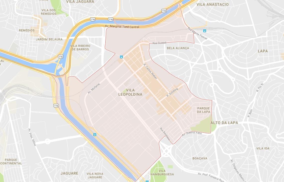 Χάρτης της Vila Leopoldina, São Paulo