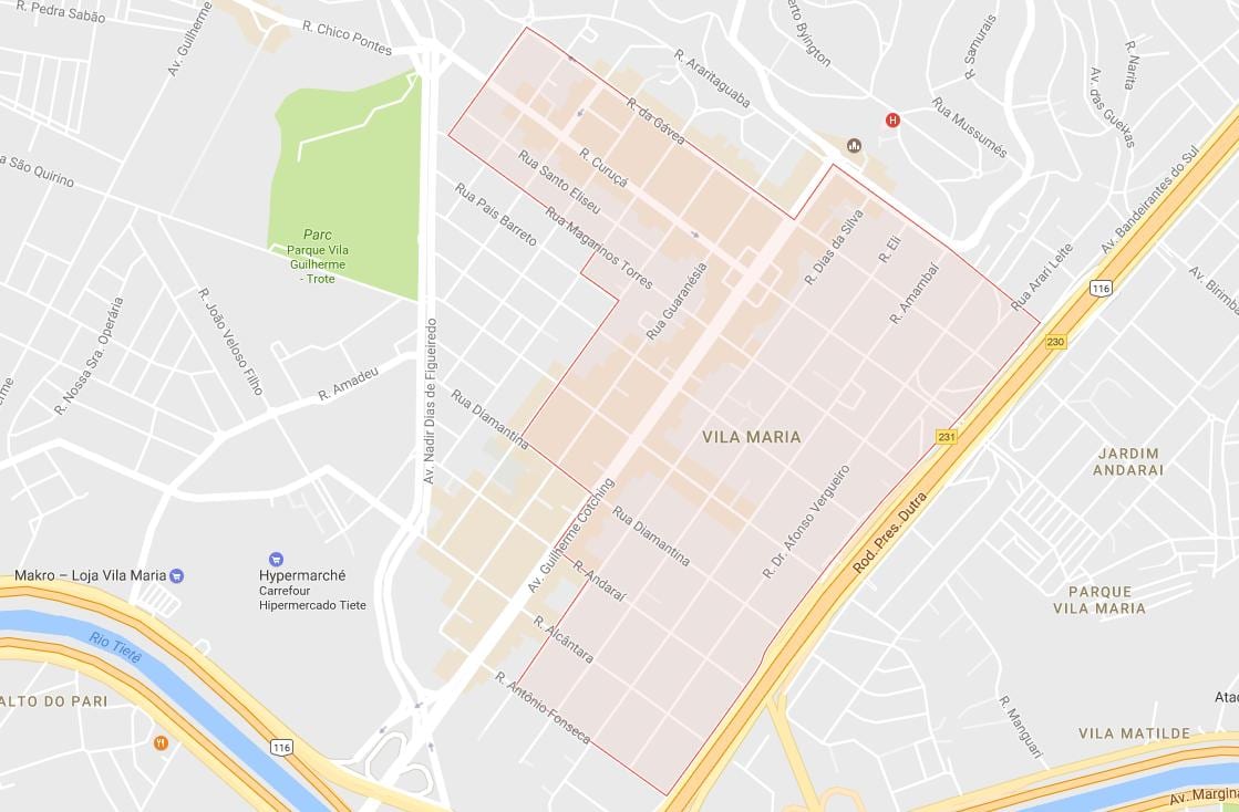 Χάρτης της Vila Maria, São Paulo