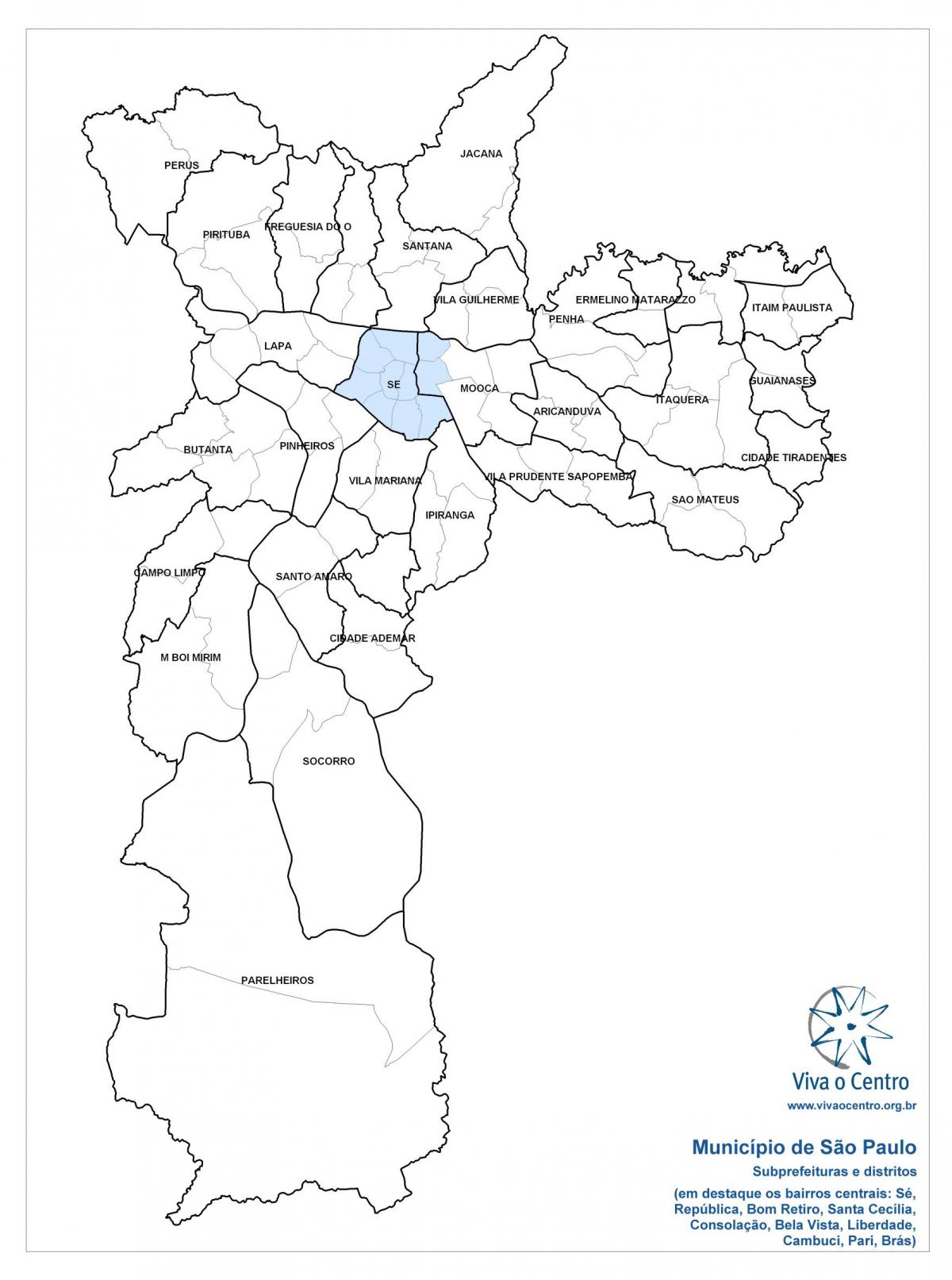 Χάρτης της Κεντρικής ζώνης του Σάο Πάολο
