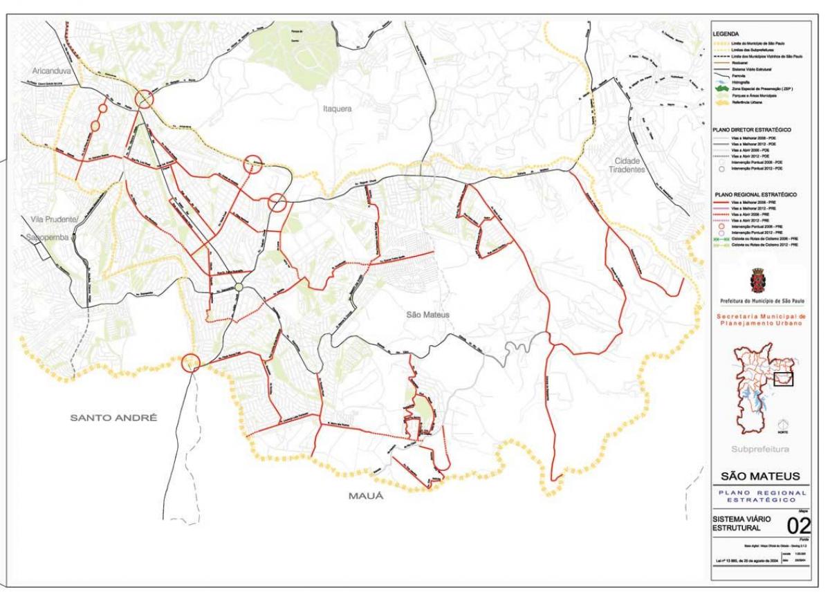 Χάρτης της Σαν Ματευσ Σάο Πάολο - Δρόμους