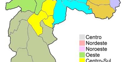 Χάρτης των διοικητικών περιφερειών στο Σάο Πάολο