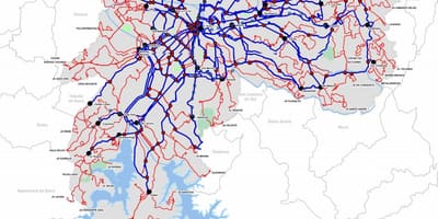Χάρτης των τερματικών σταθμών λεωφορείων της Πολιτείας του Σάο Πάολο