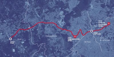Χάρτης της corredor BRT metropolitano Perimetral Alto Tietê
