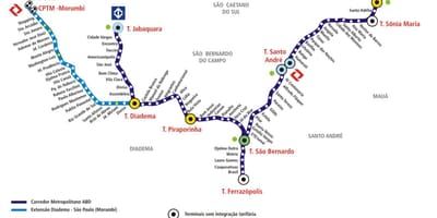 Χάρτης της corredor metropolitano ABD